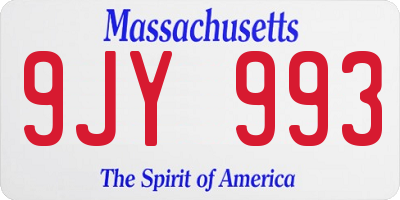 MA license plate 9JY993