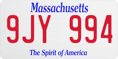 MA license plate 9JY994