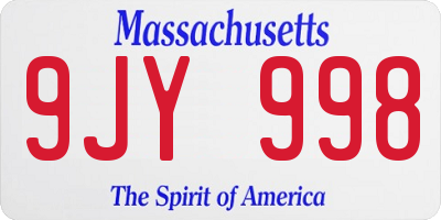 MA license plate 9JY998