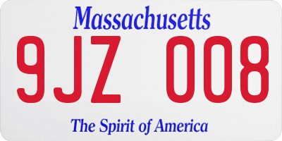MA license plate 9JZ008