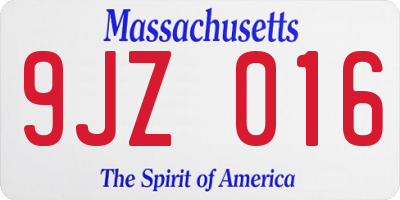 MA license plate 9JZ016