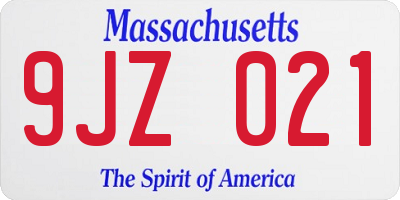 MA license plate 9JZ021