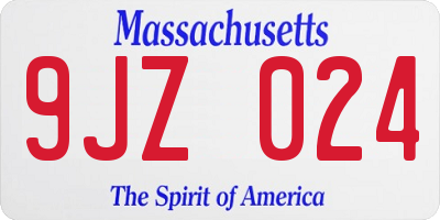 MA license plate 9JZ024