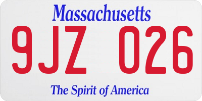 MA license plate 9JZ026