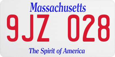 MA license plate 9JZ028