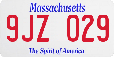 MA license plate 9JZ029