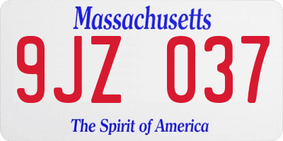 MA license plate 9JZ037
