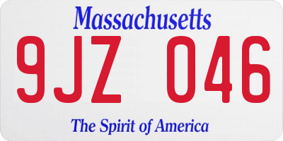 MA license plate 9JZ046