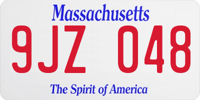 MA license plate 9JZ048