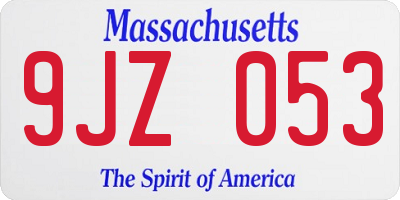 MA license plate 9JZ053