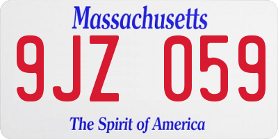 MA license plate 9JZ059