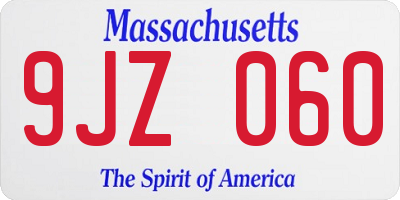 MA license plate 9JZ060