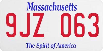 MA license plate 9JZ063