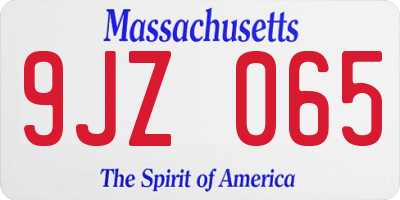 MA license plate 9JZ065