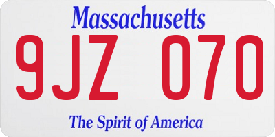 MA license plate 9JZ070