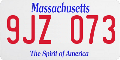MA license plate 9JZ073