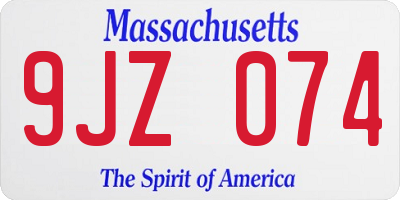 MA license plate 9JZ074