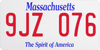 MA license plate 9JZ076