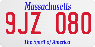 MA license plate 9JZ080