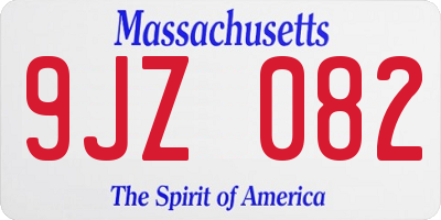 MA license plate 9JZ082