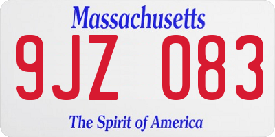 MA license plate 9JZ083