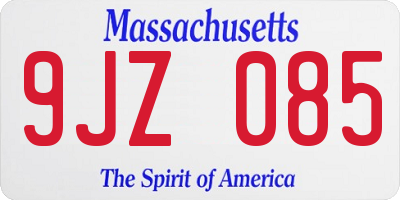 MA license plate 9JZ085
