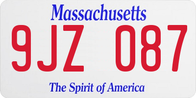 MA license plate 9JZ087