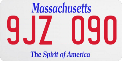MA license plate 9JZ090
