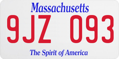 MA license plate 9JZ093
