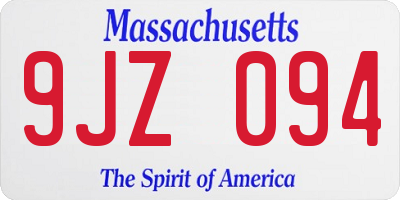 MA license plate 9JZ094