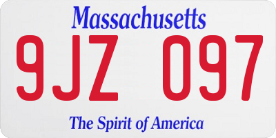 MA license plate 9JZ097