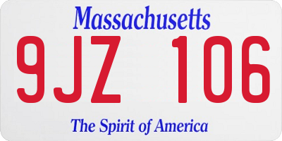 MA license plate 9JZ106