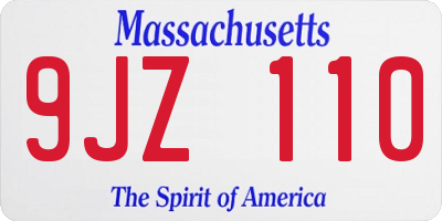 MA license plate 9JZ110