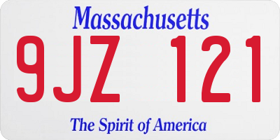 MA license plate 9JZ121