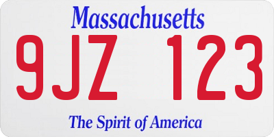 MA license plate 9JZ123