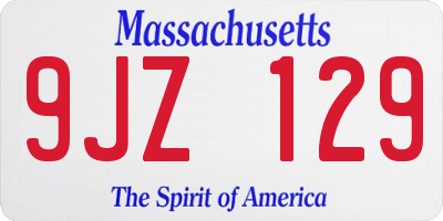 MA license plate 9JZ129