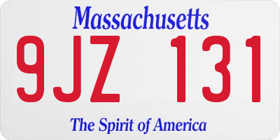 MA license plate 9JZ131