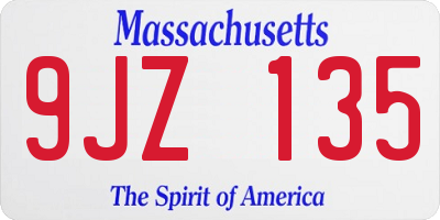 MA license plate 9JZ135