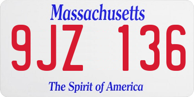 MA license plate 9JZ136