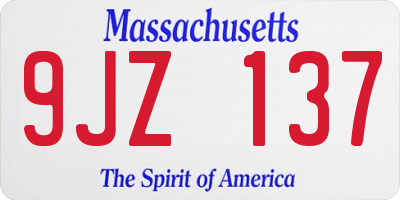 MA license plate 9JZ137