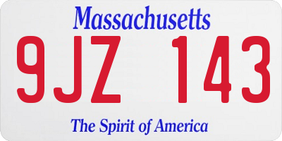 MA license plate 9JZ143
