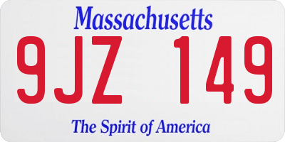 MA license plate 9JZ149