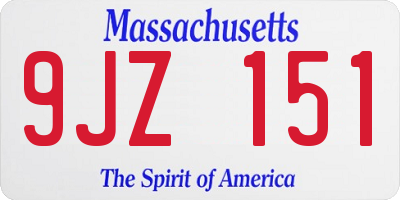 MA license plate 9JZ151