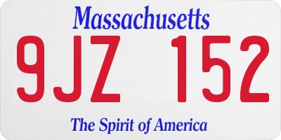 MA license plate 9JZ152