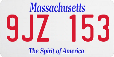 MA license plate 9JZ153