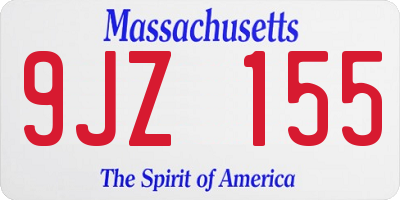 MA license plate 9JZ155