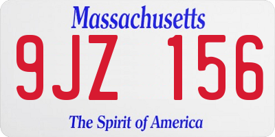 MA license plate 9JZ156