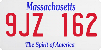 MA license plate 9JZ162