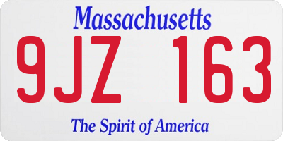 MA license plate 9JZ163