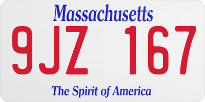 MA license plate 9JZ167
